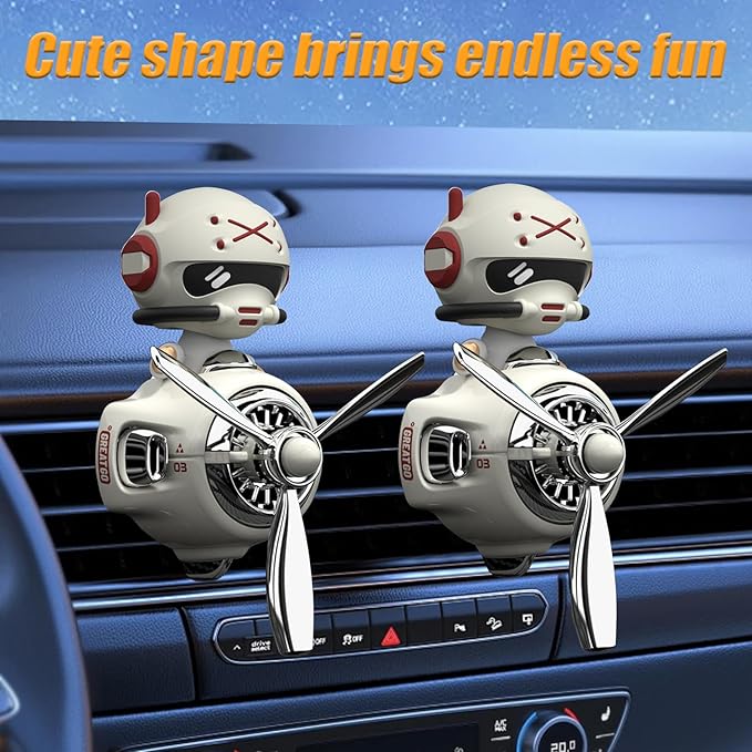 2Pcs Car Air Fresheners Cute Bear Pilot Automotive Air Outlet Creative Car Perfume Diffuser Automotive Accessories Air Vent Decoration with 8 Fragrant Tablets (White 1+White 1)