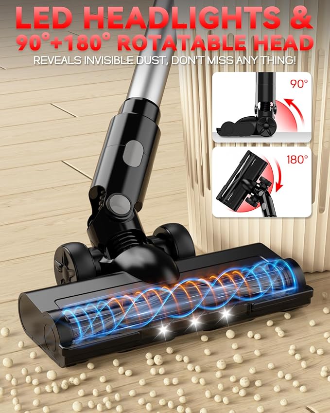 350W Cordless Vacuum Cleaner for Milwaukee M18 Battery 35kPa Brushless Lightweight Stick Vacuum with 3 Mode Suction 6 in 1 Stick Vacuum Cleaner with HEPA for Floor Carpet Car Battery Not Included
