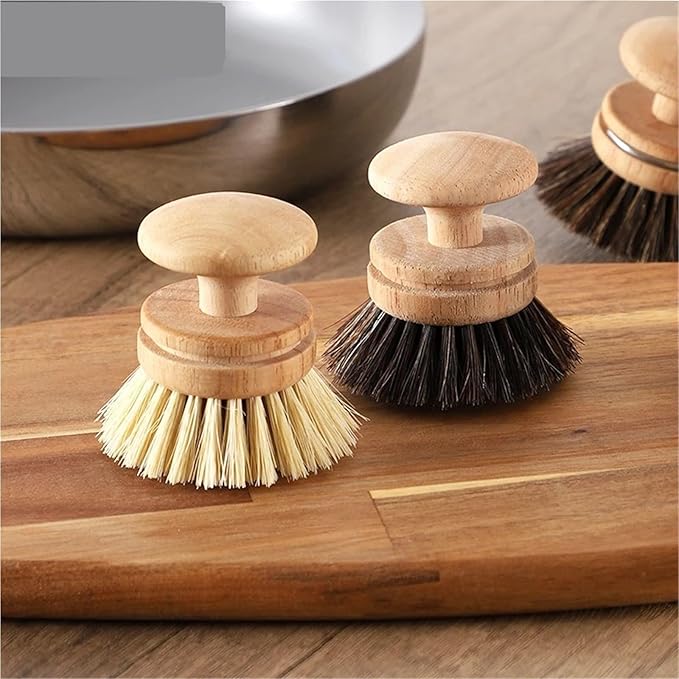 Natural Horse Hair Tableware Brush Environmentally Friendly Sisal Pot and Bowl Brush for Kitchen(Horse hair-L)