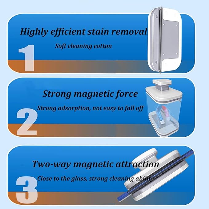 Magnetic Window Cleaning Tool Adjustable Magnetic Double Sided Glass Cleaning Tool Car Window Cleaner