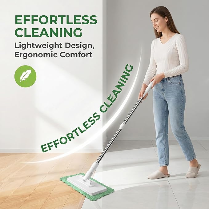 Cloth Changing mini mop Lazy mop Disposable dust mop with Reusable Cloth Automatic Cloth Clip and no-wash mops Multi-Surface mops for Walls Doors and Windows