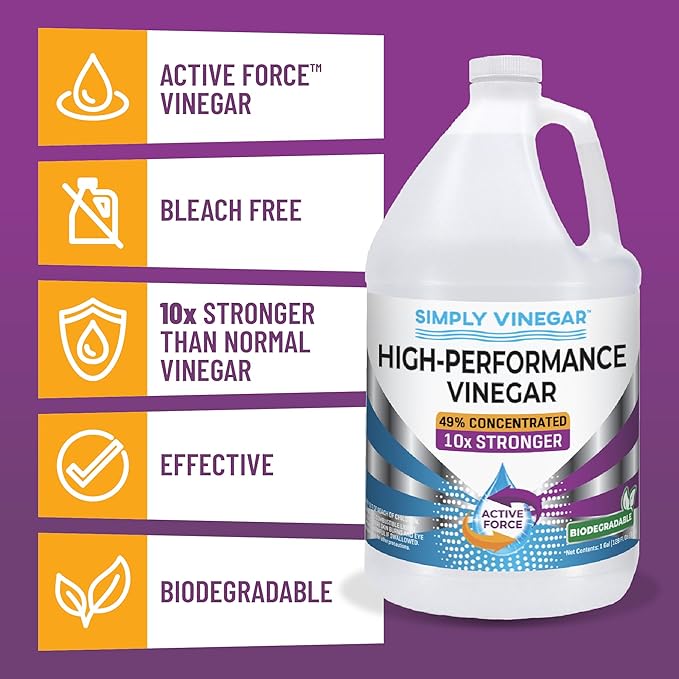 Industrial Strength 49% Vinegar – High-Performance Concentrated Cleaner for Home Garden Driveways &amp More – Biodegradable &amp Bleach-Free (Not for Food Use) - 1 Gallon (128 oz)
