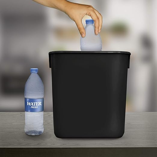 Acrimet Wastebasket Deskside Bin 3.25 Gallon/13 Quart/12 Liter (Plastic) (Black Color) (Set of 8)