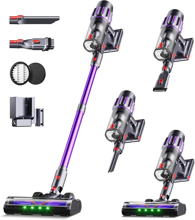 Cordless Vacuum Cleaner650W 55KPA 90Mins Vacuum Cleaners for Home with Self-StandingSmart DisplayV-Shaped Anti-Tangle BrushWall Mount ChargingCordless Stick Vacuum for HomeFloorsCarpetPet Hair
