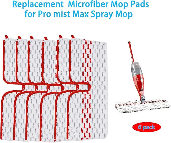 6 Pack Replace Mop Pads for Promist Max Microfiber Spray Mop Refill Washable Reusable Replace Spray Mop Pad Head