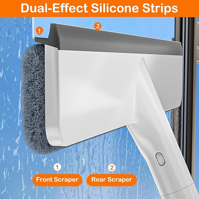 RV Window Cleaning Squeegee with Spray Max 73.3 Handle Motorhome &amp Camper Exterior Glass Cleaner 3-in-1 Spray Mop for High Windows Home &amp Car