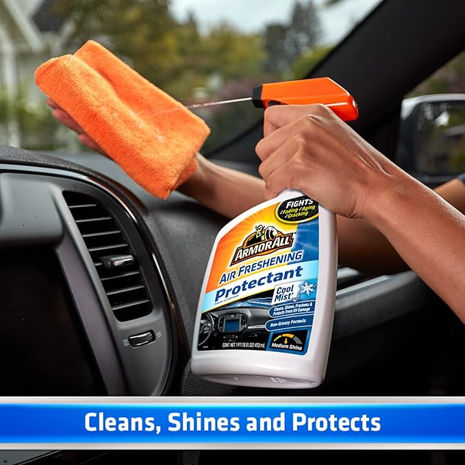 Armor All Car Air Freshener and Cleaner - Odor Eliminator and Protectant for Cars &amp Truck Cool Mist 16 Fl Oz Spray Bottles Pack of 6 78511-6PK