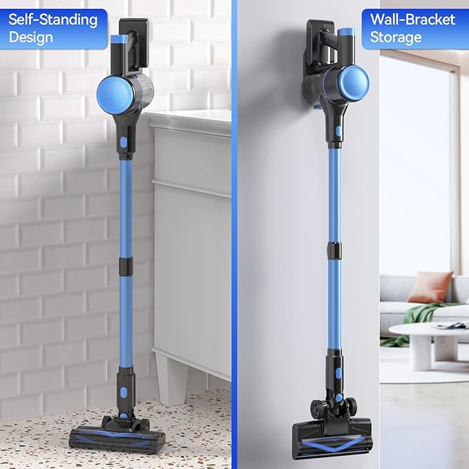 N8 Cordless Vacuum CleanerLightweight Stick Vacuum with Powerful Suction2200mAh Battery40 Mins RuntimeSelf-Standing Rechargeable Vacuum Cleaners for Home Hardwood Floor Carpet Pet Hair (Navy)