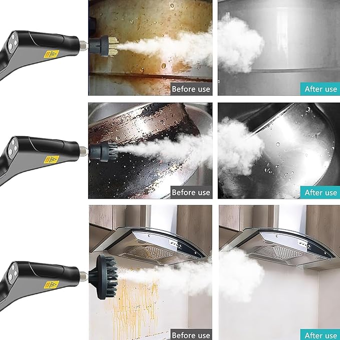 Handheld Steam Cleaner 1500W High Pressure Steamer for Cleaning with 3 Brush Heads and 1.2L Tank 6-Speed Adjustable 15 Seconds Fast Heating for Cleaning Kitchens