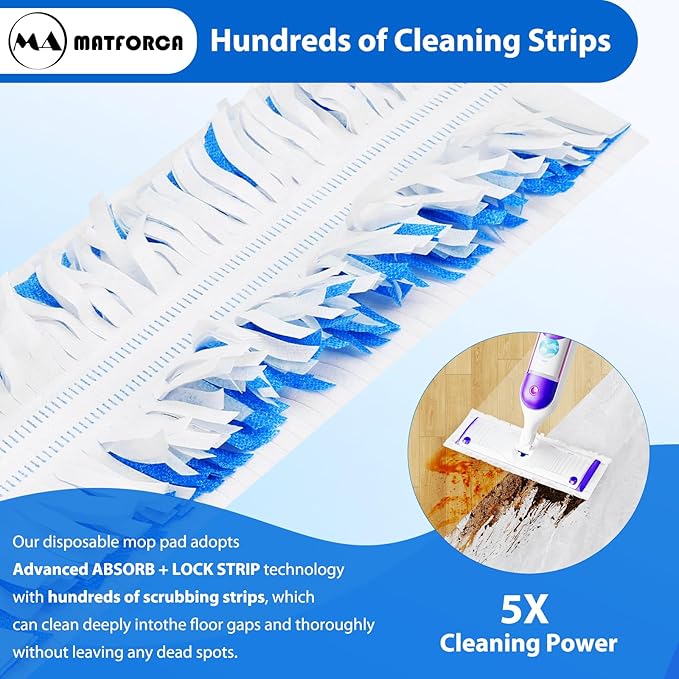 20 Count Swiffer Wet Pads Refill - Plant Fiber Material for Effective Cleaning Disposable Power Mop Pads Refills Blue Color