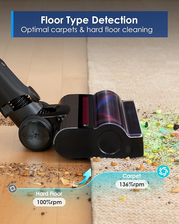 Tineco Pure ONE A90S Cordless Vacuum Cleaner 270AW Powerful Suction Up to 105min Runtime 3DSense Master Brush 150° Green LED Light Stick Vacuum Cleaner for Pet Hair Carpet &amp Hard Floor