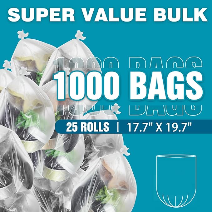 Small Trash Bags 2-4 Gallon Trash Bag 1000 Count Super Value Small Garbage Bags Bathroom Mini Trash Bags Unscented Clear Wastebasket Bin Liners Plastic Bags