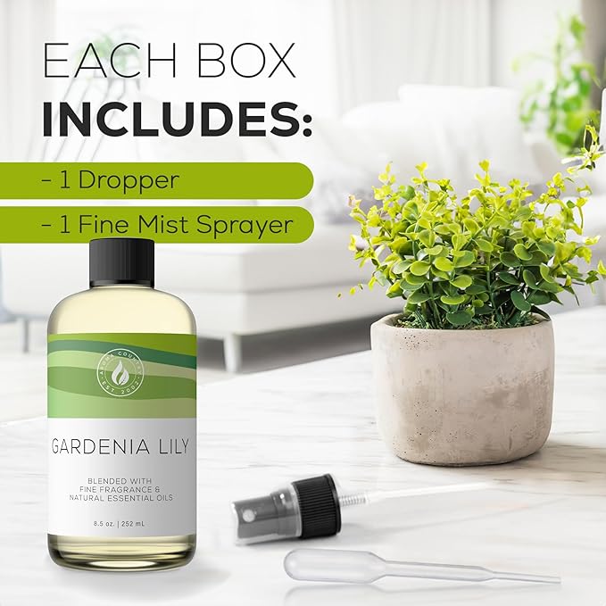 Aroma Country Gardenia Lily Diffuser Oil - Luxury Essential Oils for Diffuser Refill &amp Air Freshener Room Spray - Long-Lasting &amp Natural Home Fragrance Scented Oil for Diffusers (8.5 Fl. oz)