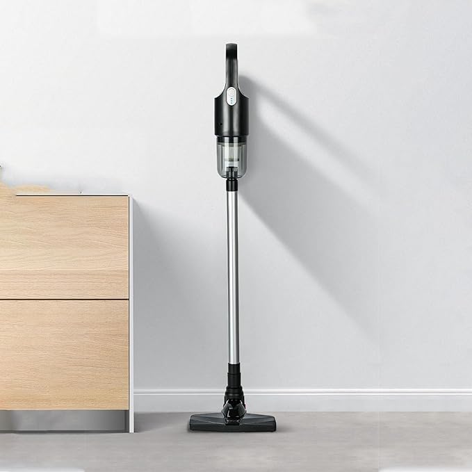 Powerful Lightweight Cordless Stick Vacuum Cleaner Efficient Suction 6000mAh Battery Portable Floor Cleaner (Black)