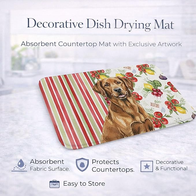 Caroline's Treasures Chesapeake Bay Retriever Vegetables Dish Drying Mat Absorbent Dish Drying Mat Pad for Kitchen Counter Dish Drainer Mat for Countertop 14 x 21 Multicolor