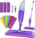 HOMTOYOU Spray Mops with 9 Reusable Pads: Wet Mop for Hardwood Tile Wood Laminate Vinyl - Absorbs Pet Hair Dust