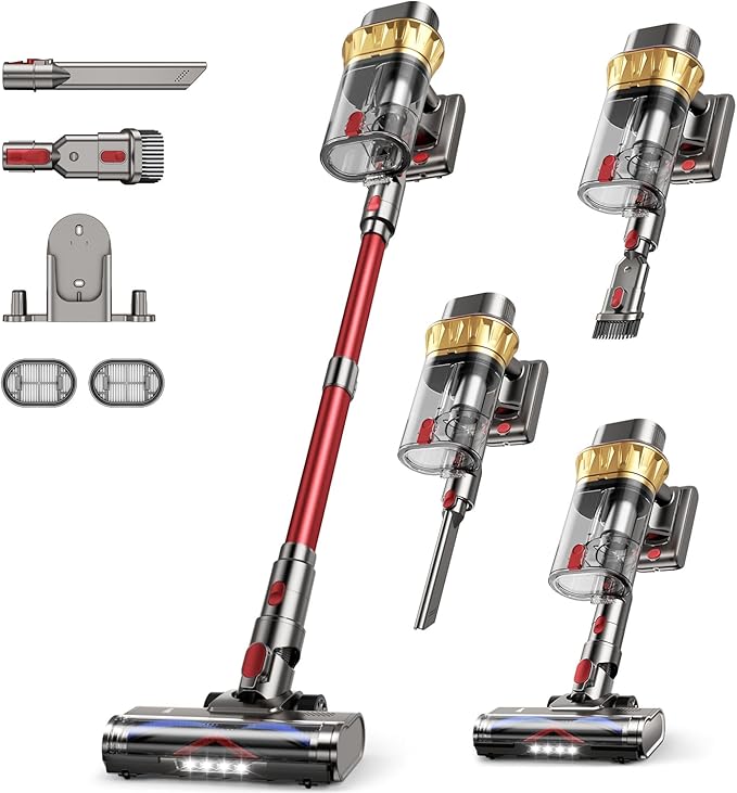 650W Cordless Vacuum Cleaner with 55KPa Flagship Suction 75-Min Extended Runtime 2.5L Dual-Cup Capacity Anti-Tangle Brush &amp Self-Standing Design HEPA Filtration for Furniture Carpet Pet Hair