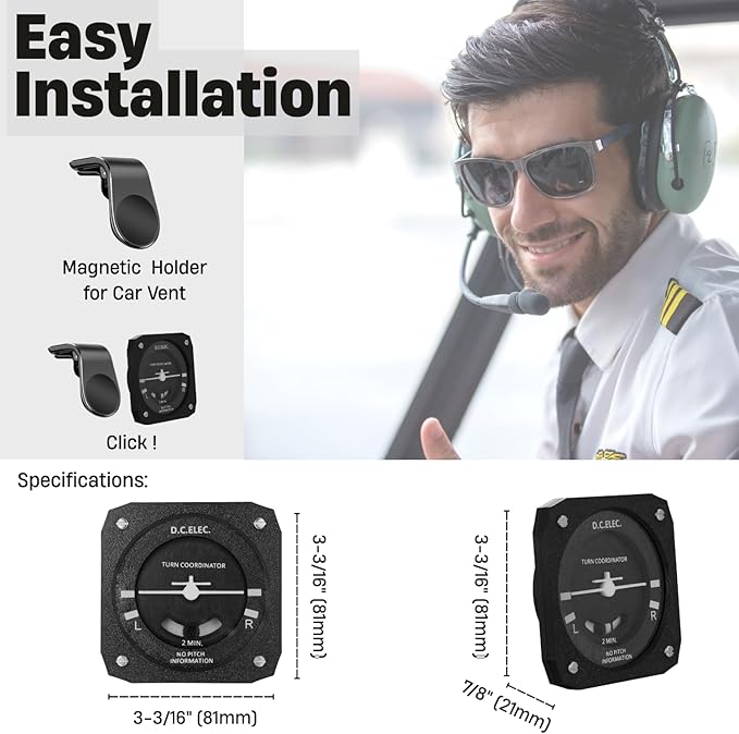 Pilot Gifts Turn Coordinator model for Car VentAviation Gift of Flight school Airplane novelty gifts for men Father's Day Christmas Birthday