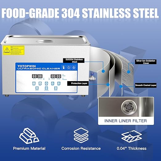 30L Ultrasonic Cleaning Machine with Digital Timer &amp HeaterTouch Button ControlPower-Off MemoryProfessional Lab Ultrasonic Cleaner 600W Sonic Part Cleaner Stain Removal