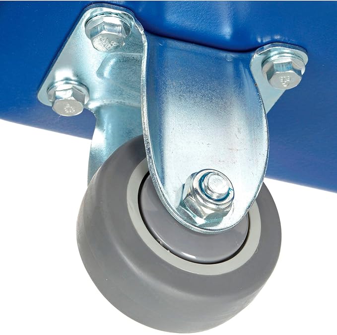Global Industrial 6 Bushel Plastic Bulk Box Truck Direct Mount Base 500 lbs. Capacity 3 Non-Maring Rubber Casters Blue 33-2/5L x 23 W x 24-1/2H