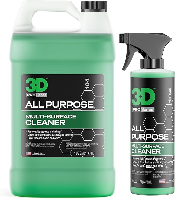 3D All Purpose Cleaner Multi-Surface Cleaning Spray &amp Refill for Car Home &amp Office - 16oz Spray Bottle + 1 Gallon Refill