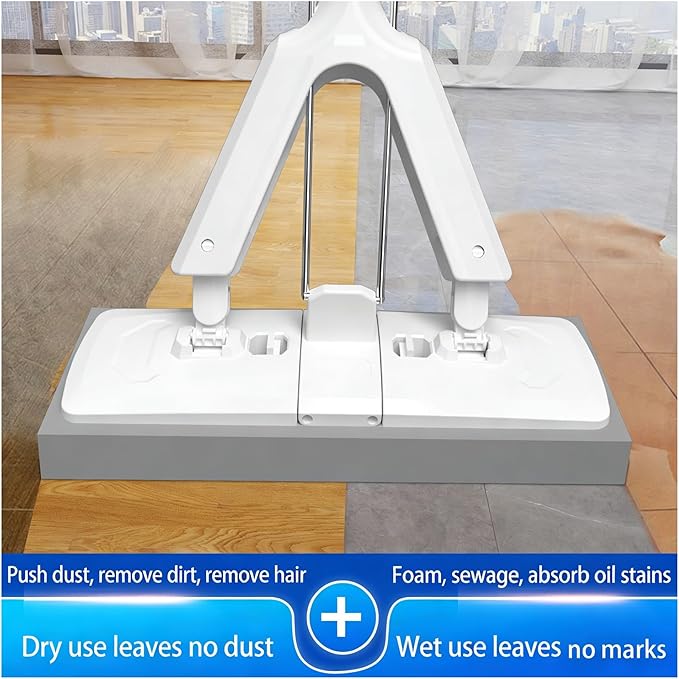Squeezing Self-Draining Sponge Mop Water-Absorbing Roller Foam with Reusable Head Household Floor Cleaning Tool(C)