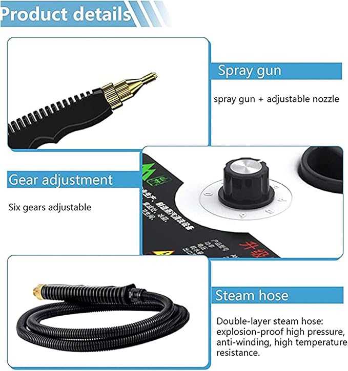 2500w 220v High Pressure Steam Cleaner Upholstery Cleaner Machine Hand Held Portable Steam Cleaning Machine Automatic Pumping for Car Seat (Red)