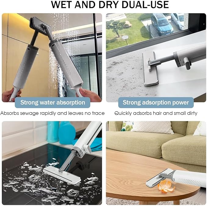 Compact Mini Mop for Kitchen Floor Cleaner Desktop Easy Storage Design for Tile and Hardwood(Gray)