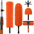 30FT Reach High Ceiling Duster Kit Window Cleaning kit with 5-24FT Extension Pole Fan Duster for Ceiling Fan Blades Microfiber Feather Duster Rotatable Window Squeegee and Cobweb Duster