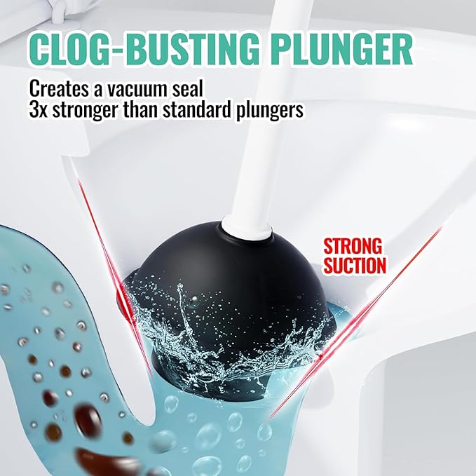 2PACK 4 in 1 Toilet Brush and Plunger Set with Crevice Cleaning Brush Toilet Plunger and Brush Set with Extra Long Handle Plungers for Bathroom Accessories Toilet Plunger with Holder White