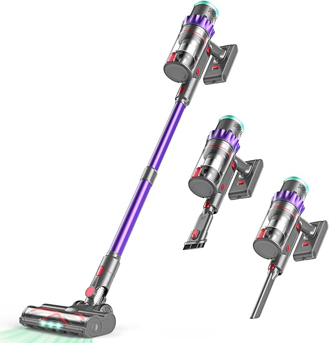 Cordless Vacuum Cleaner 550W 48kPa 60 Mins Runtime Vacuum Cleaners for Home Stick Vacuum with Intelligent Display Rechargeable Battery and Anti-Tangle Brush Perfect for Pet Hair/Carpet/Floors