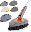 Eazer 4-in-1 Long-Handled Tub Scrubber-Versatile Bathroom Cleaning Brush with Shower Scrubber-Ideal Shower Cleaner Brush for Efficient Cleaning-Long Handle Scrub Brush for Shower Tub and Bathroom