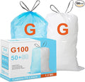 Code G 100 Count Compatible with simpIehuman Code G 8-9 Gallon 1.2 Mil THICK Heavy Duty Plastic Trash Bags with Reinforced Drawstring Leak-Proof Tear Resistant White 50 &amp Blue 50 GRAND SAVE!