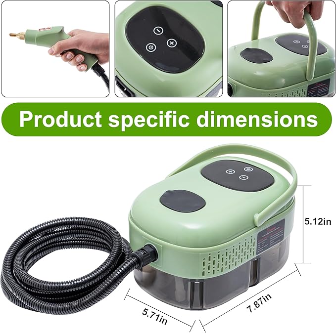 Handheld Steam CleanerSteam Cleaner with Smart Touch Screen High Pressure Steamer15sec Heat-up Deep Cleaning Steamer(Green) for KitchenBathroomFurnitureCarGroutTile and More