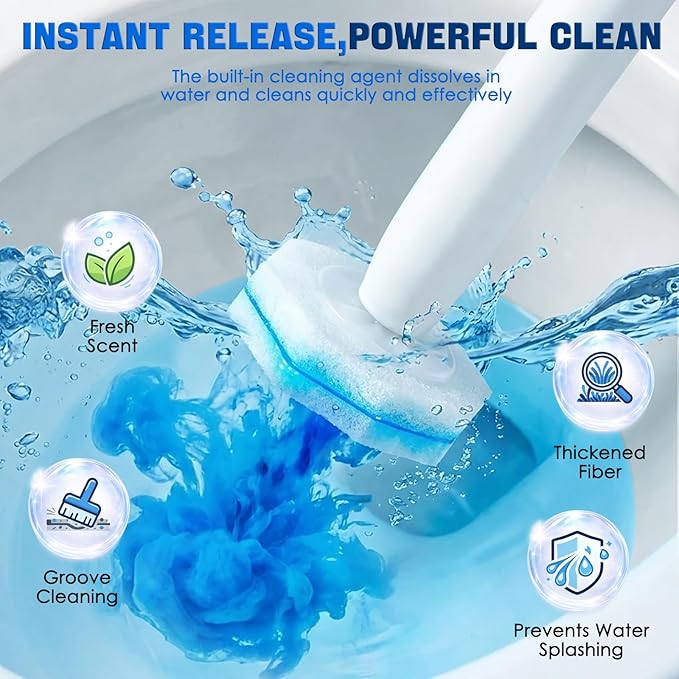 60 Count Toilet Wand RefillsDisposable Toilet Brush Refills Compatible with Clorox Toilet WandUpgrade Fiber Cleaner HeadsSecure Lock No SlipOdor Neutralizing(Not Included Brush Rod)