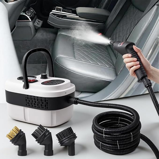 Steam Cleaner for Home &amp Car 15s Fast Heat Portable Steam for Cleaning Handheld 1.2L Tank 6-Level Adjustable Handle with 13 Piece Accessories Kit for Car Floors CouchesGrout Furniture
