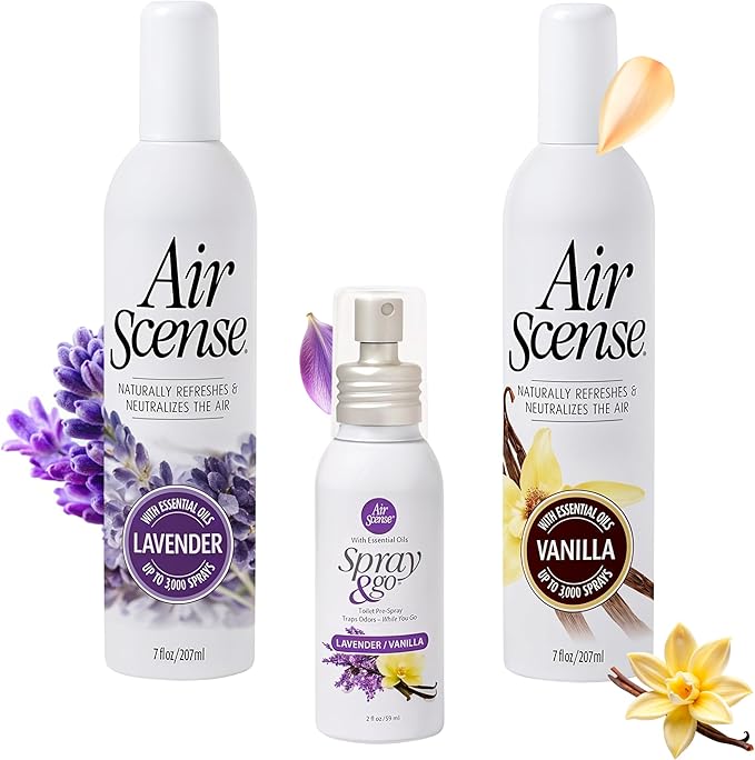Air Scense Essential Oil Air Freshener Non-Aerosol 7 Ounce 3 Pack (Lavender Vanilla Bundle)