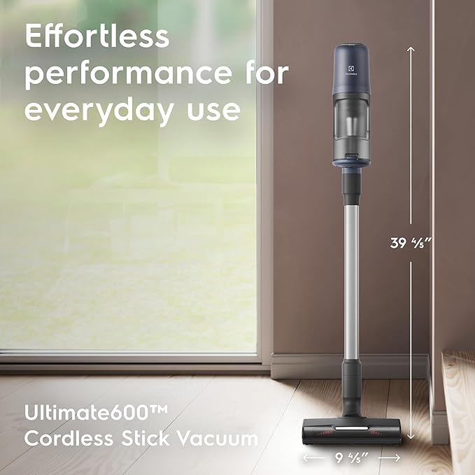 Electrolux Ultimate600 Cordless Stick Vacuum with PowerPro Bristle Nozzle and Larger Dust Bin Capacity 50-Minute Run Time 3 Power Modes Denim Blue