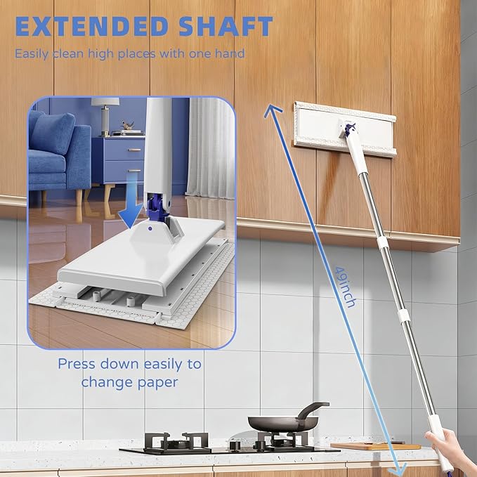 Snap Grip Mini Mop Disposable Dust Mop Compatible with Swiffer &amp Face Towels 2026 Upgraded Zero Touch Snap Grip Mini Mop for Kitchen Counter Convenient Cloth Changing Mops with 10 Reusable Clot