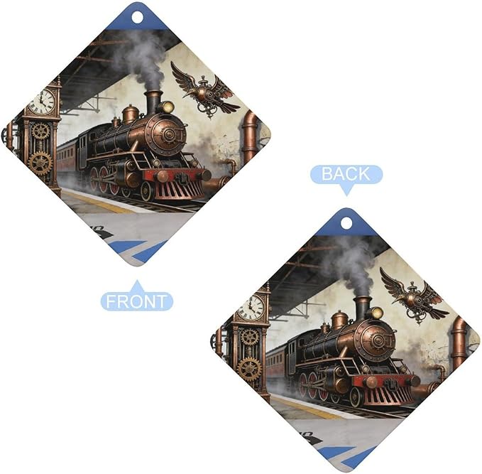 5PCS Car Air Freshener Hanging Personalized Double Sided Steampunk Express Car Fresheners Long Lasting New Cars Scents Cute Automotive Freshies for Closets Drawers (tea)