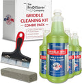 Griddle-Whiz Flat Top Grill Cleaning Kit - 4-Pack Griddle Cleaner w/ Scraper Tool &amp Pumice Stone for Tough Grease Food Residue &amp Buildup on Griddles &amp Flat Top Grills - by FryOilSaver (32