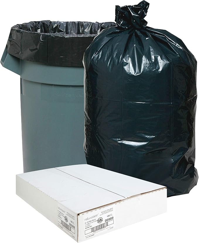 00989 Trash Can LinersRcycld31-33 Gal1.25mil33-Inch x49-Inch100/BXBK