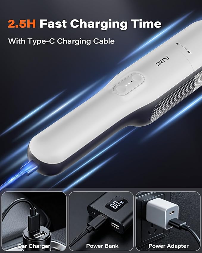 A2C Handheld Vacuum Cordless with 19000Pa Strong Suction Mini Car Vacuum Cleaner with HEPA Filter 2 Suction Modes Multi-Nozzles Portable Vacuum Cleaner for Home Car Office Keyboards