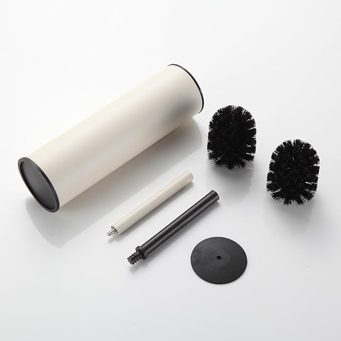 BGL White Toilet Brush and HolderStainless Steel Toilet Brushes for Bathroom with Holder