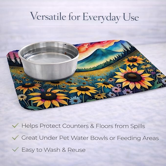 Caroline's Treasures DAC1411DDM Black-eyed Susans in Color Dish Drying Mat Absorbent Dish Drying Mat Pad for Kitchen Counter Dish Drainer Mat for Countertop 14 x 21 Multicolor