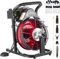 VEVOR Drain Cleaner Machine 50 FT x 5/16 Inch Auto Feed Sewer Snake Auger with 4 Cutters &amp Air-Activated Foot Switch for 2 to 4 Pipes