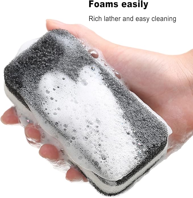 Kitchen Dishwashing Sponge Individually Wrapped Sponges Bulk Non Scratch Scouring Pad Odor-Free Dish Sponges for Washing Dishes Wipes for Household Cleaning Dishes Travel Apartments (Black- 36 Pack)