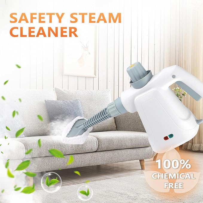Pressurized Steam Cleaner Handheld Multi-Surface Steamer with 11 Accessories &amp Steam Lock 350ml Tank for Home Car Kitchen Bathroom Windows – Chemical-Free Deep Cleaning