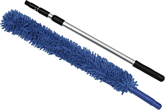 CleanAide Handheld Reusable Microfiber Flex Duster with Adjustable Telescopic Reach Pole – Bendable Lightweight Dust Cleaner for Blinds Shutters Radiators Electronics Glass Hard-to-Reach Areas