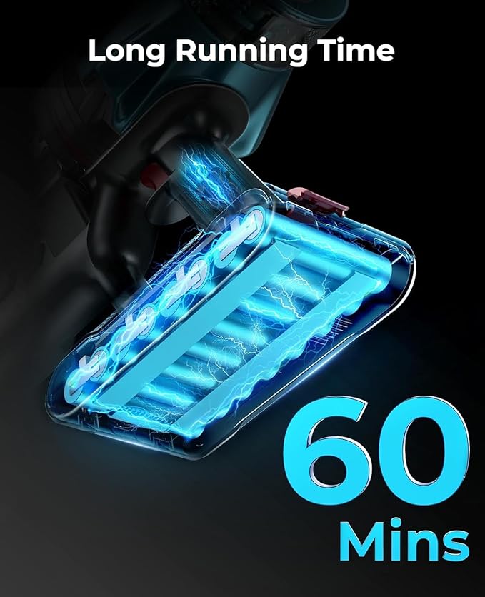 Cordless Vacuum Cleaner 550W/45Kpa Stick Vacuum Cleaners 60 Mins Max Runtime with Charging Dock Self-Standing Handheld Vacuum with Touch Display 6-in-1 Vacuum Cleaner for Carpet/Hard Floor/Pet Hair